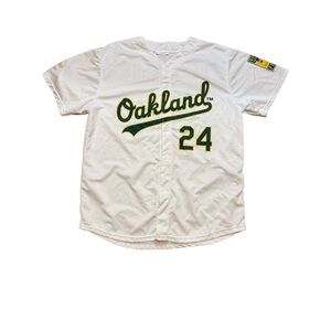 Rickey Henderson Oakland Athletics White Jersey chevron